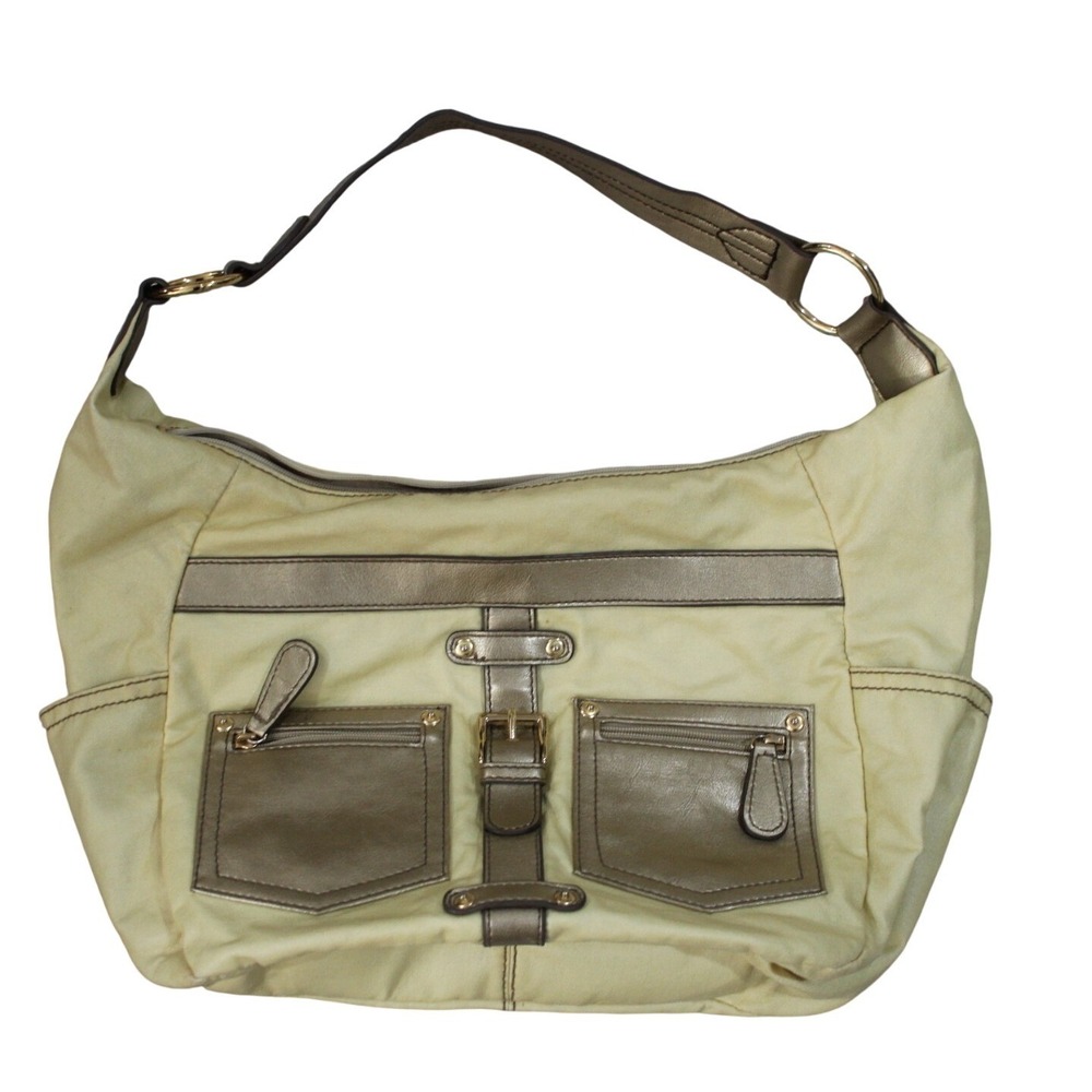 Axcess Liz Claiborne Y2K Cream Shoulder Bag w Front Pockets‎